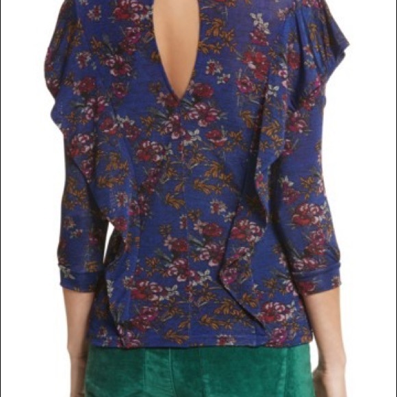 Free People Blue Floral Blouse, NWT, Sz M - Picture 2 of 6